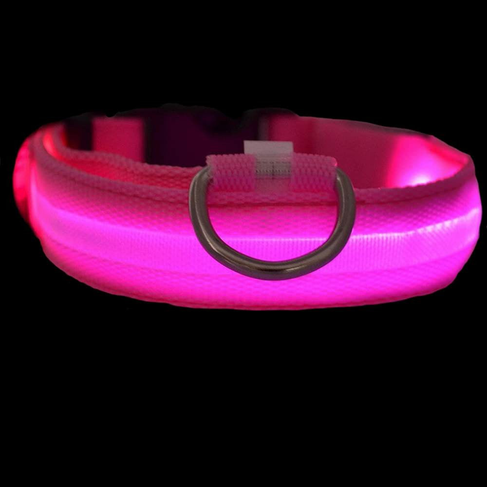 Collier LED DEL pour chien chat animaux rose