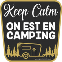 Autocollant noir 15 cm Keep calm on est en camping