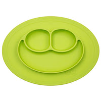 napperon bol assiette de silicone vert en bonhomme sourire pour alimentation d'enfant ou bébé