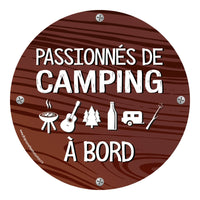 Autocollant brun 15 cm Passionnés de camping à bord