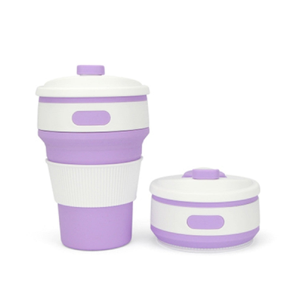 verre à café en silicone repliable violet mauve