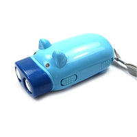 lampe de poche à dynamo cochon bleu