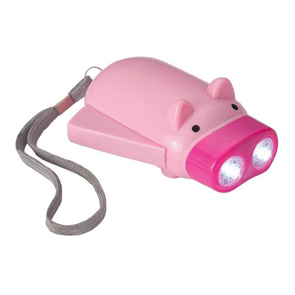 lampe de poche à dynamo cochon rose